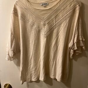 Express Beige Lace Accent Women's Blouse